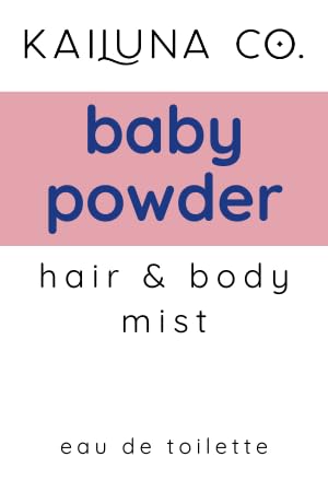 Baby Powder Natural Hair & Body Mist Spray, Twin Pack, Pure Essential and Fragrance Oils, Alcohol-Free, Handmade in California (2 x 0.5Fl Oz)