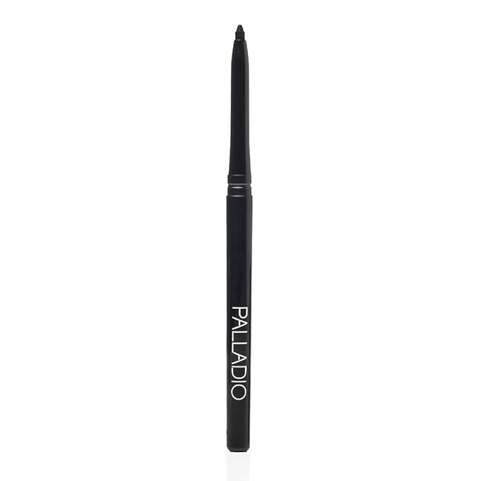 Palladio Retractable Waterproof Eyeliner, Richly Pigmented Color and Creamy, Slip Twist Up Pencil Eye Liner, Smudge Proof Long Lasting Application, All Day Wear, No Sharpener Required, Pure Black