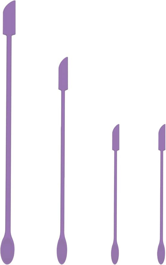 Mini Spatula Silicone Spatula Set - 4pcs Small Makeup Scrapers for Cosmetics, Reusable Beauty Tiny Tools, Thin Jar Scraper, Get the Last of the Makeup Out of the Bottle(Purple)