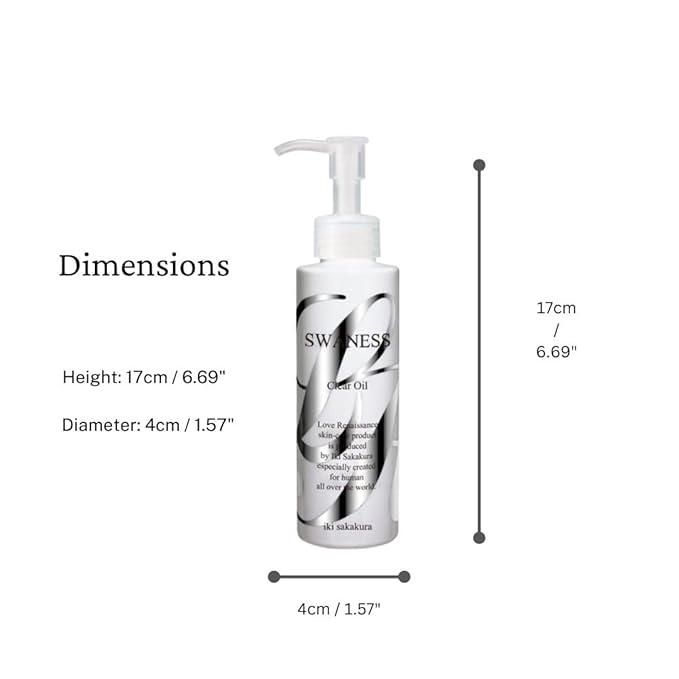 SWANESS Clear Oil, Japanese Premium Skincare Oil Cleanser – Anti-Aging Makeup Remover & Massage with Rice Power for Deep Pore Cleansing, Waterproof Mascara, Sunscreen & Radiant Skin