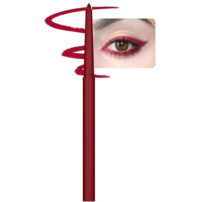 evpct Peach Red Eyeliner Pencils for Eyes, Peach Red Colored Eye Liner Pencil Makeup Waterproof Smudge Proof, Colored Gel Waterline Eyeliner Liquid, Face Eye Paint Stick Lipstick Halloween Makeup 03