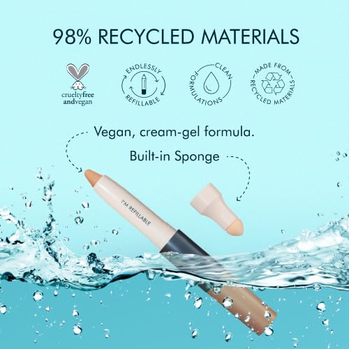 Trestique Concealer Crayon - Refillable Under Eye Concealer With Built-In Blending Sponge, Clean Beauty