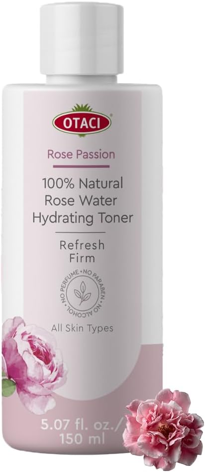 OTACI Rose Passion 100% Natural Rose Water Hydrating Toner, Facial Skin Moisturizer Hydrating Natural Cleanser