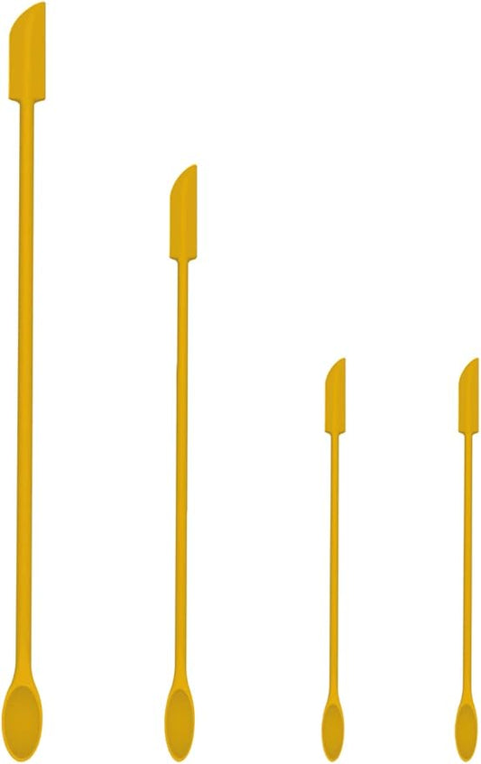 Mini Spatula Silicone Spatula Set - 4pcs Small Makeup Scrapers for Cosmetics, Reusable Beauty Tiny Tools, Thin Jar Scraper, Get the Last of the Makeup Out of the Bottle(Yellow)