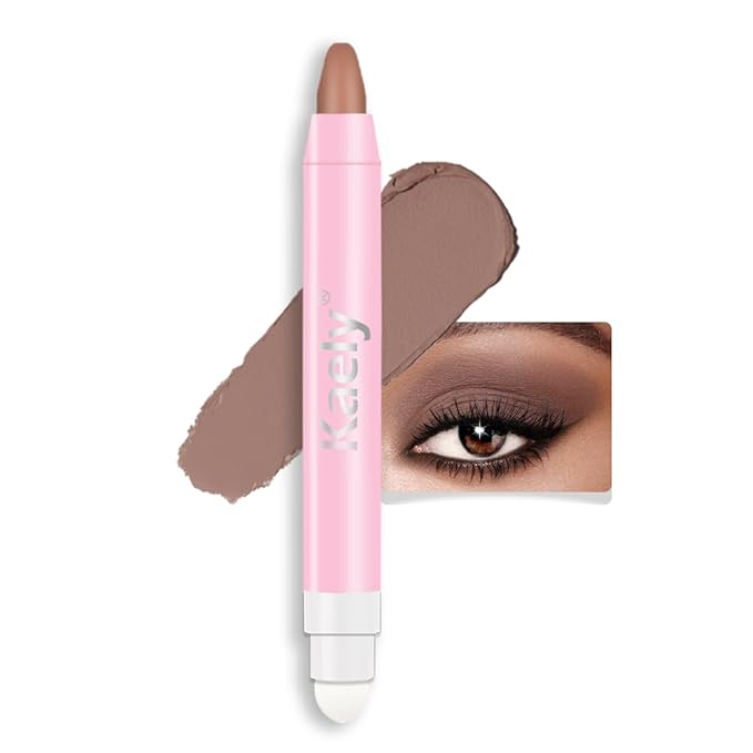 2-in-1 Cream Eyeshadow & Highlighter Stick, Waterproof Stone Brown Shimmer Eye Shadow Pencil for Women, Long-Lasting Pigmented Makeup, sombras para ojos 18