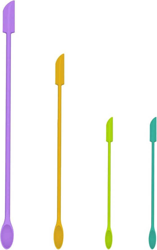 Mini Spatula Silicone Spatula Set - 4pcs Small Makeup Scrapers for Cosmetics, Reusable Beauty Tiny Tools, Thin Jar Scraper, Get the Last of the Makeup Out of the Bottle(Candy Colors)