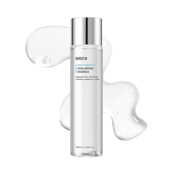 ROVECTIN Aqua Hyaluronic Essence (Activating Treatment Lotion) - 7 Layers Hyaluronic Acid Facial Toner with Niacinamide & Panthenol, Vegan Korean Skin Care (6.08 fl.oz)