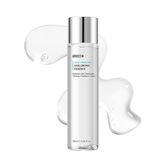 ROVECTIN Aqua Hyaluronic Essence (Activating Treatment Lotion) - 7 Layers Hyaluronic Acid Facial Toner with Niacinamide & Panthenol, Vegan Korean Skin Care (6.08 fl.oz)