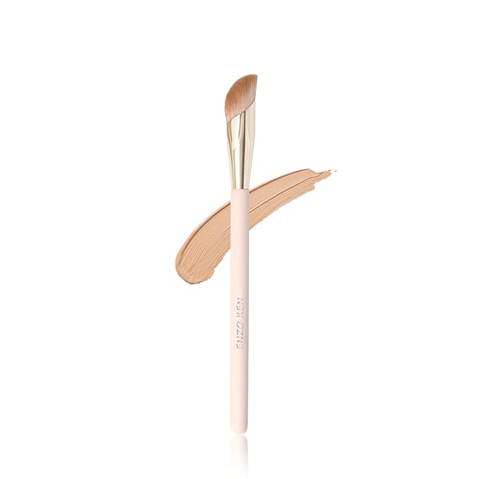 Angled Concealer Brush Under Eye, Concealer Brush, Nose Contour Brush, Small Concealer Brushes, Under Eye Makeup Brushes, Under Eye Brush, Concealer Makeup Brushes. Pink and Gold 11M