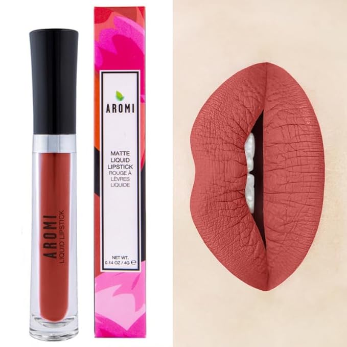 Aromi Ginger Spice Matte Liquid Lipstick | Nutmeg, Terra Cotta Lip Color, Vegan & Cruelty-free Beauty, Burnt Orange, Long-lasting, Smudge Proof, Handmade (Ginger Spice)