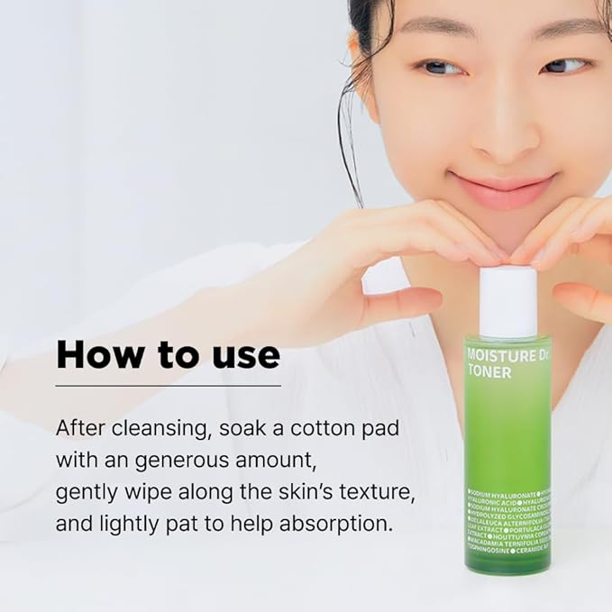 ISOI Moisture Dr. Soothing Toner, Lightweight Hydrating Toner for The Face with Tea Tree Ceramide & Hyaluronic Acid for Skin Barrier Support, Korean Skin Care (4.39 fl. oz/130ml)