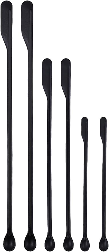 Makeup Spatula Set – 6 Pack Silicone Jar Scraper in Mini, Small, Large Sizes for Cosmetics, Lotion, Food Bottles & Skincare Jars (black)