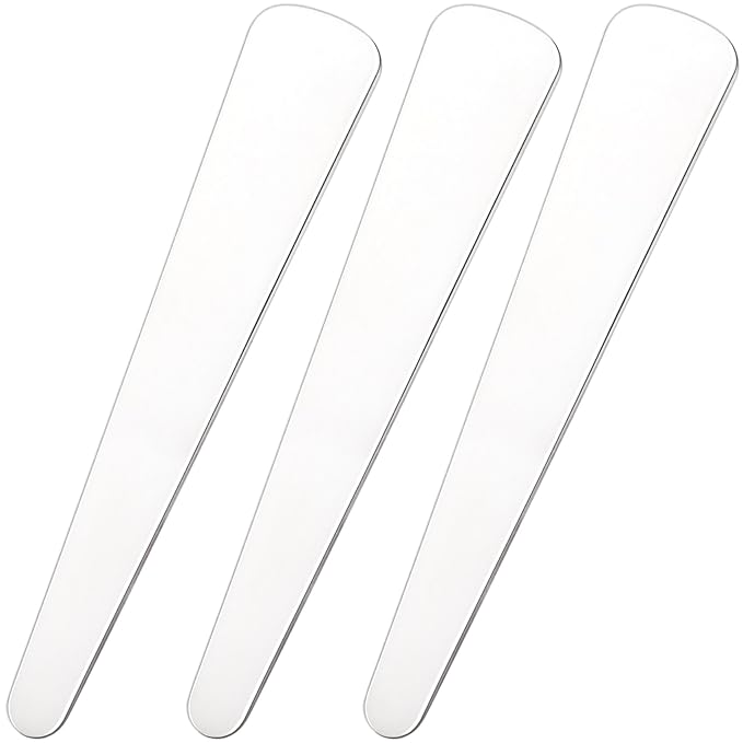 3pcs Mini Metal Makeup Spatula, Reusable Cosmetic Cream Spatulas Spoon, Skincare Scoop Applicator Facial Massage Beauty Tools for Mixing and Sampling Face Eye Cream- 2.79"×0.52"
