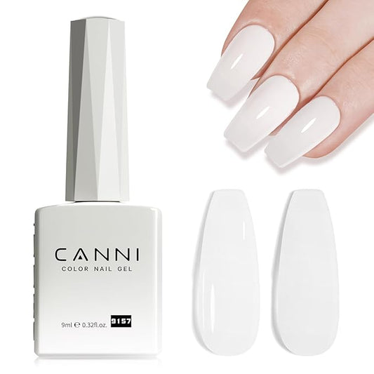 CANNI Milky White Jelly Gel Polish – 9ML Translucent Sheer Nude Soak-Off UV/LED Gel Nail Polish for DIY Manicure or Salon Use