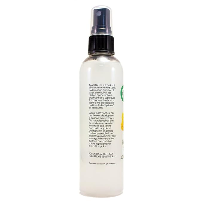 GreenHealth Helichrysum Hydrosol (Floral Water) - 4 fl oz Plastic Bottle w/Black Spray Cap