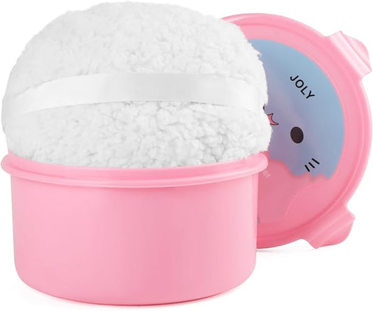 Extra Soft Powder Puff, 6" x 3" Large Body Powder Applicator, Dusting Powder Puffs with Loose Powder Container for Women (White)