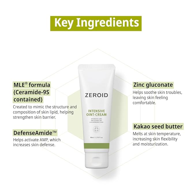 ZEROID | Intensive Oint-Cream | Face Moisturizer for Extremely Dry Skin | Face Cream for Sensitive & Disordered Skin | Intensive Skincare | Face Lotion for Soothing & Moisturizing | 2.7 fl oz (80ml)