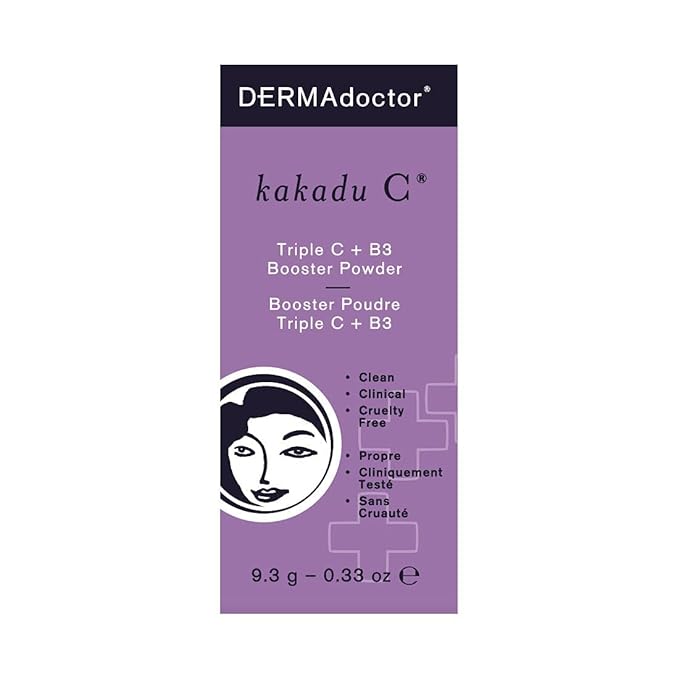 DERMAdoctor Kakadu C Dermatologist Formulated Triple C + B3 Booster Powder, Vitamin C Serum Booster and Niacinamide Pore Minimizer for Face, Active Skin Repair for Brightening and Refining - 0.33 oz