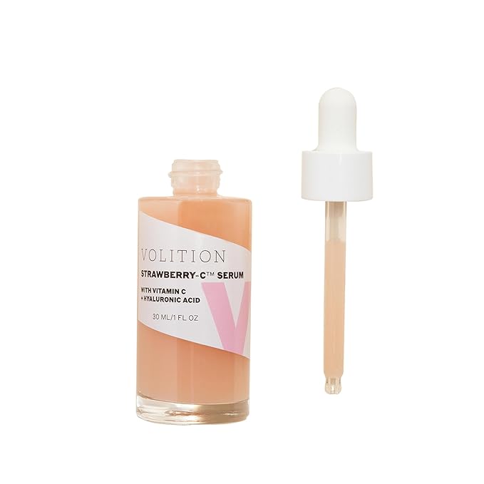 Volition Beauty Strawberry-C Brightening Serum with Vitamin C + Hyaluronic Acid | Soothes, Reduces Excess Oil, Improves Skin Luminosity & Smooths the Look of Wrinkles | Vegan