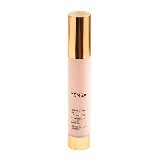 YENSA Serum Foundation Makeup - Super Silk Full Coverage Foundation Enriched with Peptides, Vitamin C & Ferulic Acid to Help Reduce Fine Lines, Wrinkles & Dark Circles - Fair 1 (1 oz)