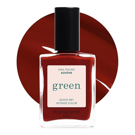 Manucurist Green Boheme - Brownish Red Nail Polish - 9-Free, Vegan and Plant-Based - Quick Dry Manicure - Non Toxic - Made in France - 0.5 fl oz