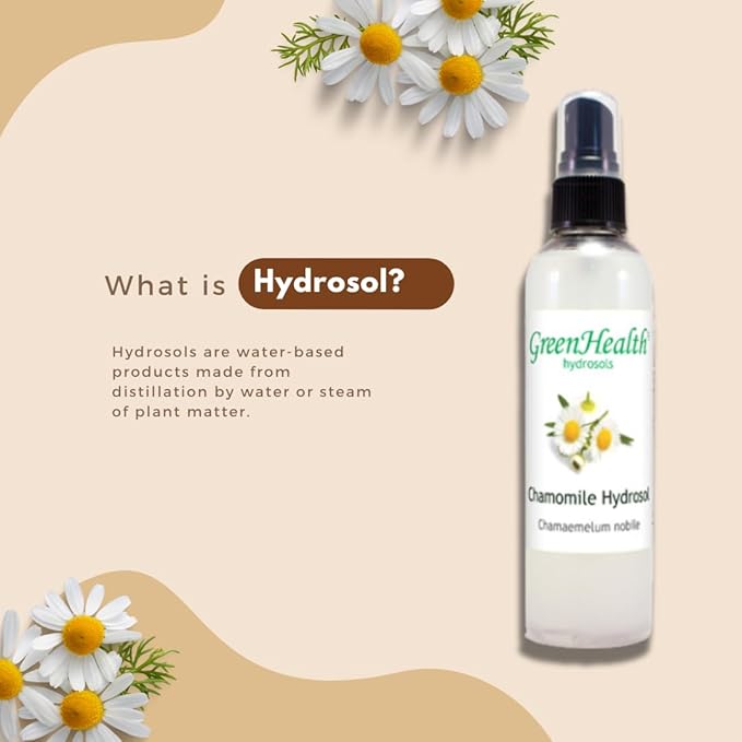 Chamomile Hydrosol (Floral Water) - 4 fl oz Plastic Bottle w/Black Spray Cap