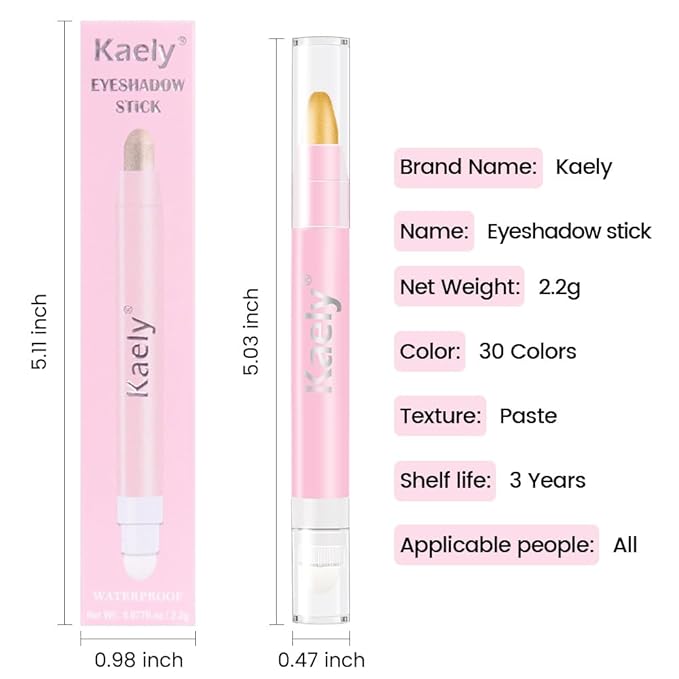 2-in-1 Cream Eyeshadow & Highlighter Stick, Waterproof Desert Gold Shimmer Eye Shadow Pencil for Women, Long-Lasting Pigmented Makeup, sombras para ojos 06