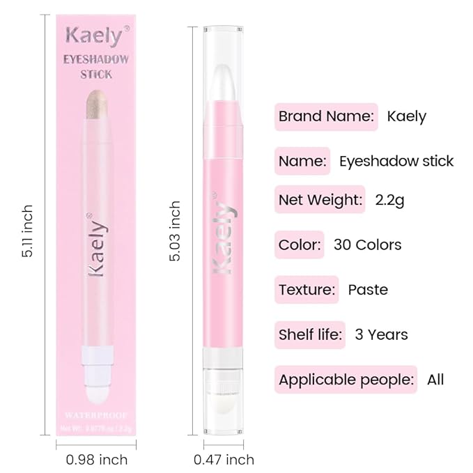 2-in-1 Cream Eyeshadow & Highlighter Stick, Waterproof Ivory White Shimmer Eye Shadow Pencil for Women, Long-Lasting Pigmented Makeup, sombras para ojos 01