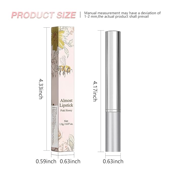 Pink Honey Lipstick Tinted Butter Lip Balm for Women, Natural Sheer Moisturizing Nourishing Hydrating Pink Honey Shine Tint Lipstick Tinted Lip Stain Gloss with a Hint of Natural Cherry Vegan