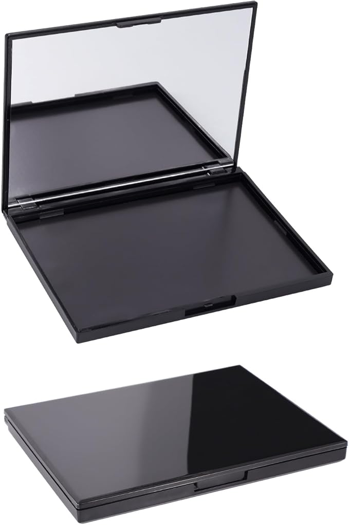 3 Pack Magnetic Makeup Palette with Mirror, Empty Travel Makeup Organizer with 60Pcs Adhesive Metal Stickers For DIY Your Own Powder Palette(Medium Palette - 5.7"x4.3")