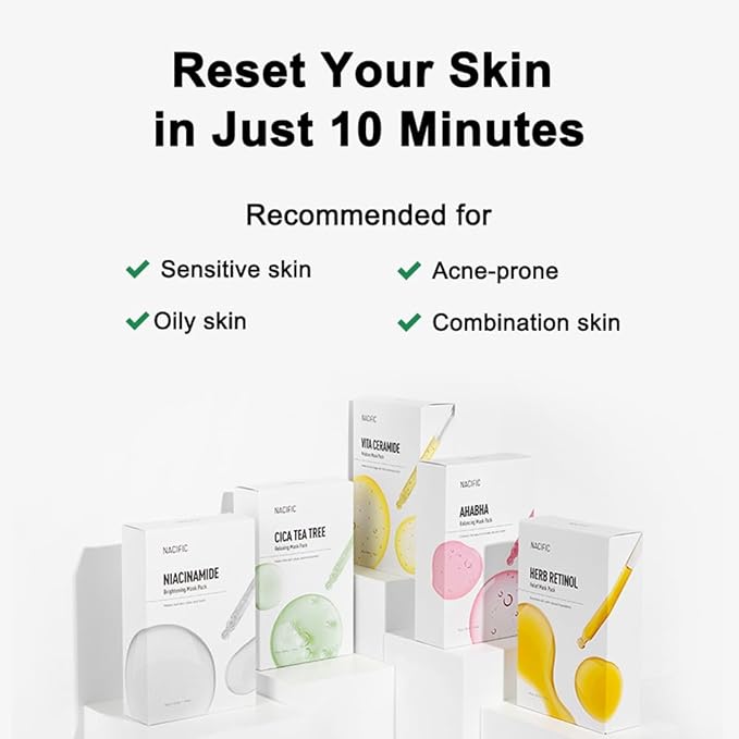 KOSBEAUTY NACIFIC Face Masks Skincare Korean – Premium 10-Sheet Variety Pack for Ultimate Skin Nourishment – Hyaluronic Acid, Ceramide & Vitamin-Infused for All Skin Types