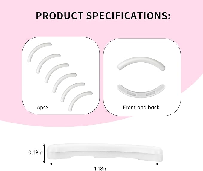 Soft Silicone Rubber Eyelash Curler Refills Compatible with Shiseido, Tweezerman, Revlon, Shu Uemura, Surratt, e.l.f Eyelash Curler for Travel Portable Carry,Cosmetic Accessory,6PCS (White)