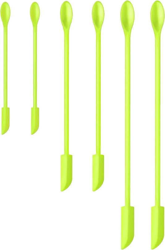 Silicone Spatula Set (6Pcs) - Mini Scraper Tool for Beauty & Food (Reach Every Last Drop - Multi-Size Spatulas for Makeup Jars, Lotion Bottles & Kitchen Containers)