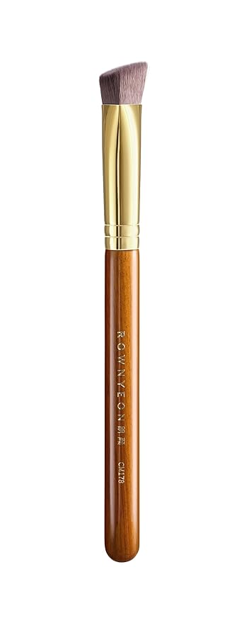 Desert Oak Series Triangular Contour Brush - Angled Synthetic Bristles for Cream/Liquid/Powder, Luxe Bubinga Handle & Brass Ferrule (CM 178)