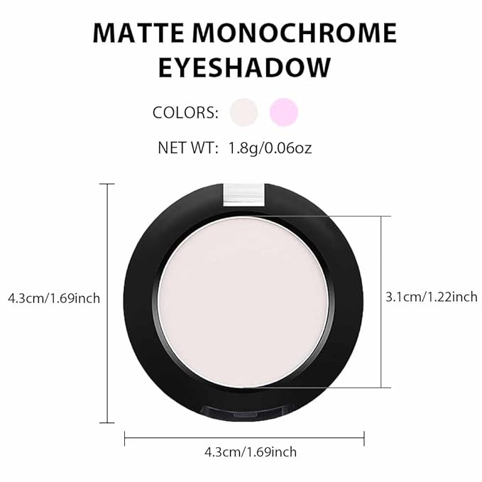 Single Nude White Matte Eyeshadow,Monochrome Eye Shadow,Apply Makeup Easily,Matte Pressed Powder Single Eyeshadow,24 Hour Eye Makeup Longwear Waterproof