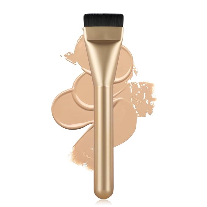Flat Foundation Brush,Korean Makeup Brush Spatula Facial Brush for Liquid Foundation,Premium Face Makeup Brush for Blending Cream (Champagne)