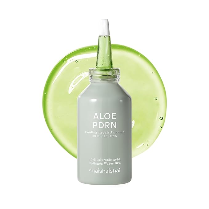 shaishaishai ALOE PDRN Cooling Repair Ampoule, 10% Vegan Collagen, 10 Types Hyaluronic Acid, Cooling Hydration & Soothing, Glow Serum, Korean Skincare, 1.69 Fl Oz