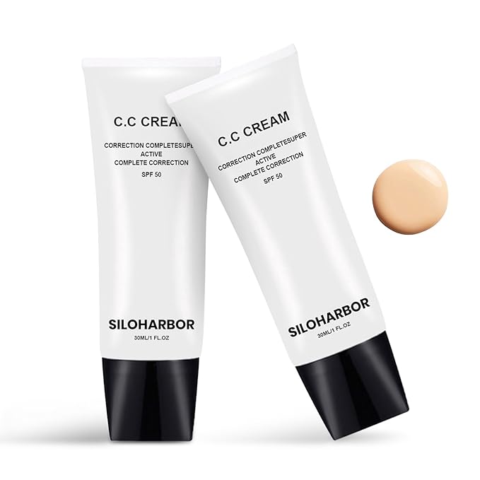 CC Cream for Older Women, CC Cream Self Adjusting for Mature Skin, Color Corrector & Lightweight, Satin Skin & Breathable, Suitable for All Skin Types, Pack of 2 (Natural)