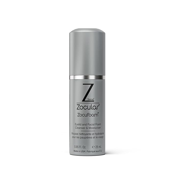 Zocular ZocuFoam Eyelid Cleanser - Foaming Eyelid Scrub - Natural pH Balanced Solution - 25mL