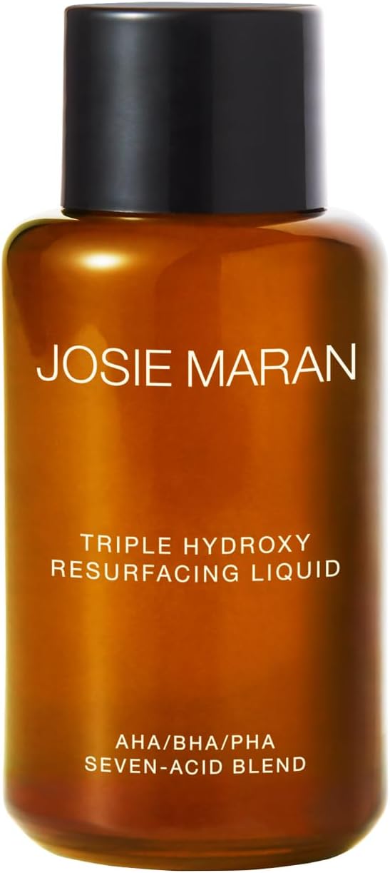 Josie Maran Triple Hydroxy Resurfacing Liquid - Anti-Aging Exfoliating Toner with Azelaic, Glycolic, Mandelic Acid & Alpha Hydroxy Acid for Even Skin Tone & Smooth, Youthful-Looking Skin (1.7 oz)