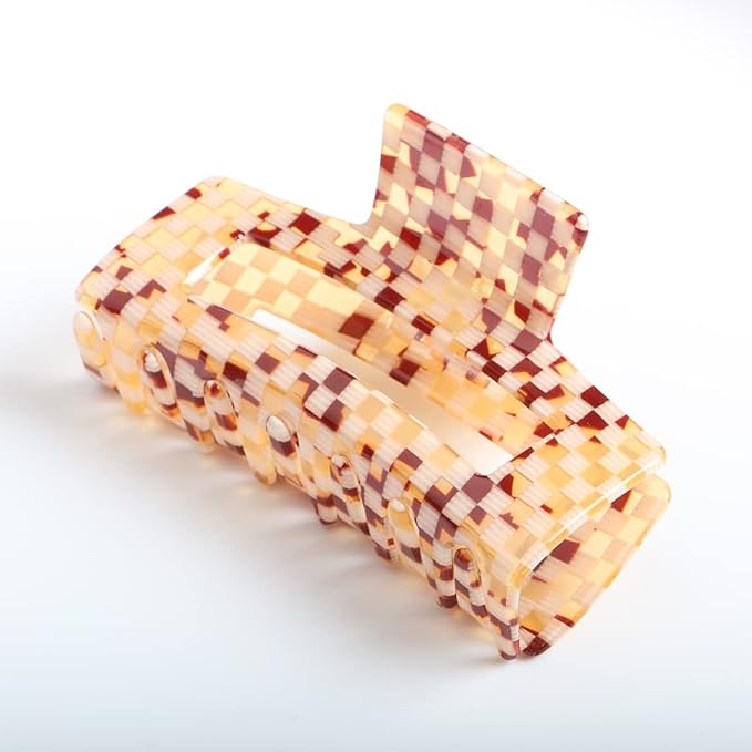 Vintage Cellulose Acetate Banana Clips, Pack of 1, Nonslip Hair Claw Clamps for Women and Girls (Amber, L)