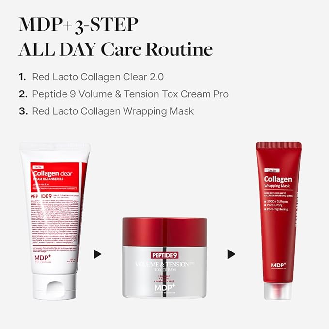 MDP+ RED LACTO COLLAGEN WRAPPING MASK, Glowy, Skin Elasticity, Hydrating, 2.36oz/70ml,Peel-off Mask, Pore Lifting and Minimizing, Korean Glass Skin