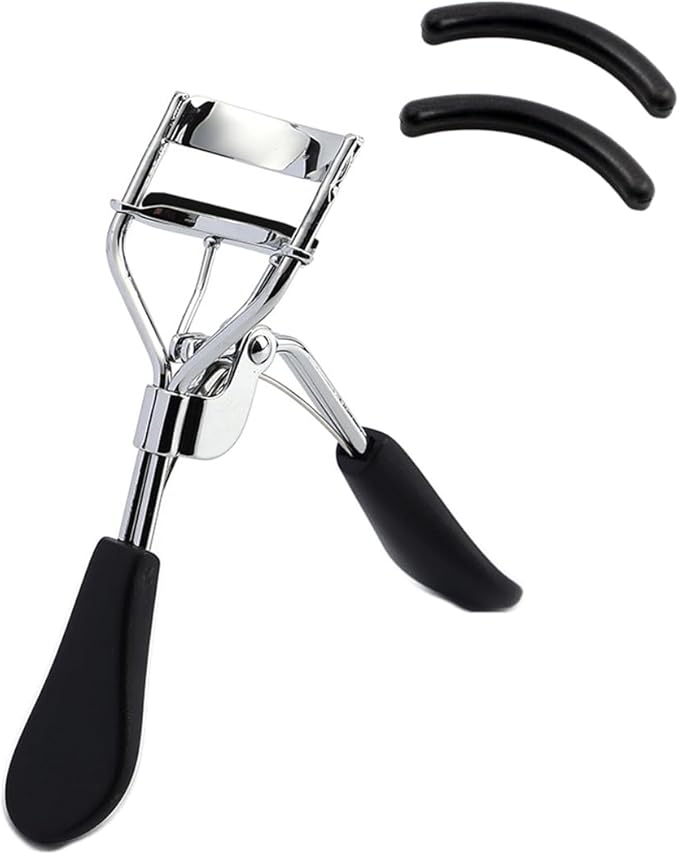 Eyelash Curler - Ergonomic Design for All Eye Shapes, Precision Curl Control, Superior Long- Lasting Curl, Gentle on Lashes, Includes 2PCS Silicone Replacement Pads, Easy to Use (Black)