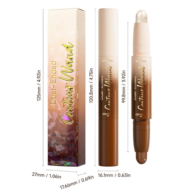 2in1 Cream Contour Highlighter Stick, Neutral Bronzer Makeup Sticks, Applies Dual-Ended Sculpting Stick for Face Body, Long Lasting No Smudging, Suitable for Makeup Beginners-Universal
