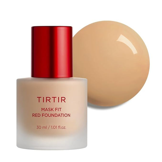 TIRTIR Mask Fit Red FoundationㅣLong Lasting Flawless Coverage, Energy Essence, Lightweight, Hydrating, Pore-Blurring, Breathable Satin Finish, Makeup, Radiant Skin, #29N Natural Beige, 1.01 Fl Oz