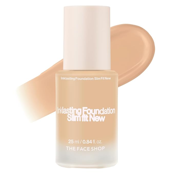 THE FACE SHOP Ink Lasting Liquid Foundation, Full Coverage, 72‑Hour Wear Semi‑Matte Finish, Makeup with Bakuchiol, N210 Neutral Sand, 0.84 Fl. Oz.
