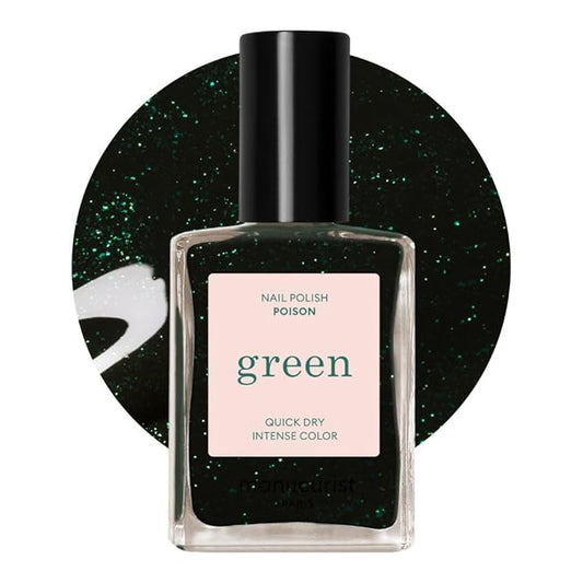 Manucurist Green Glitter Nail Polish - Natural Classic, 9-Free, Vegan (81%), 0.5 fl oz