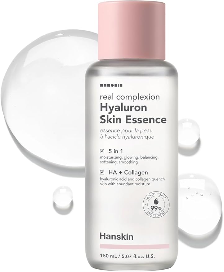 Hanskin Hyaluron Skin Essence Toner – Korean Hydrating Toner for Glass Skin | Hyaluronic Acid & Collagen | Lightweight Moisturizing Astringent for Dry, Sensitive & Dull Skin | K-Beauty (5.07 fl oz)