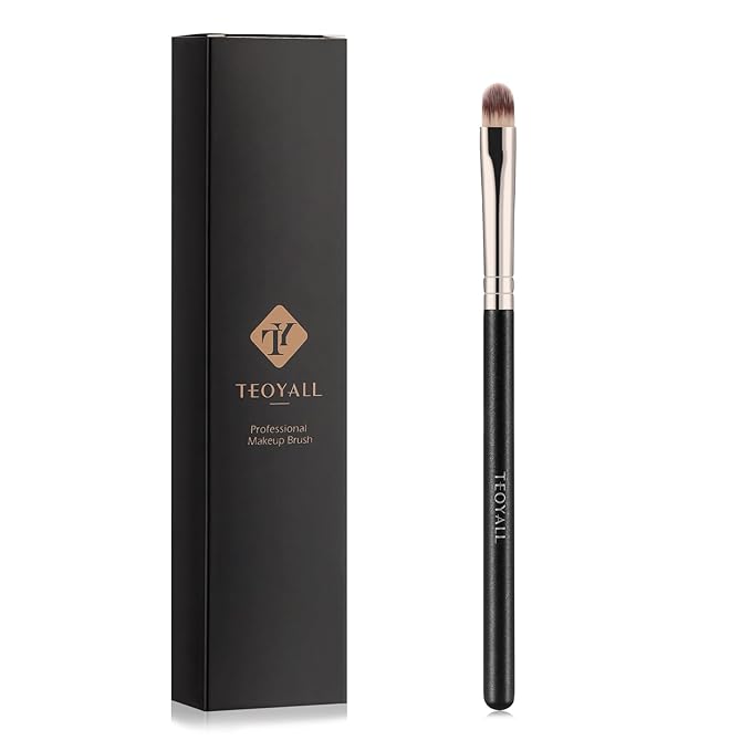 TEOYALL Flat Rounded Concealer Brush, Soft Dense Synthetic Bristles Blending Brush For Powder Cream Concealer Eyeshadow