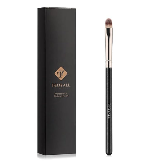 TEOYALL Flat Rounded Concealer Brush, Soft Dense Synthetic Bristles Blending Brush For Powder Cream Concealer Eyeshadow